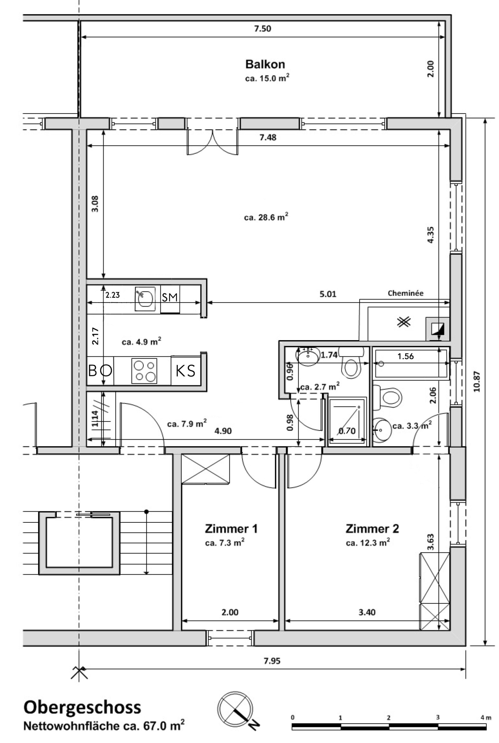 Floorplan of the flat at Chalet le Castel